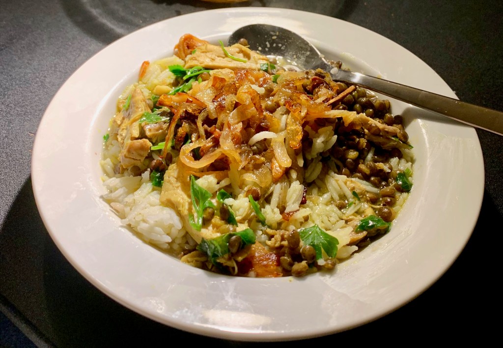Chicken and Lentil Soup with Jammy Onions